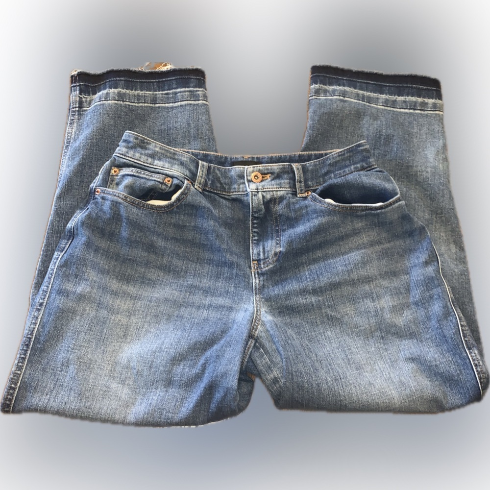 Talbots Raw Edge Released Hem Frayed Straight High Waist Ventura Ankle Jeans 2 - Picture 8 of 11